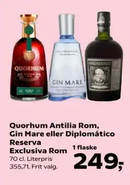 Kvickly Quorhum Antilia Rom, Gin Mare eller Diplomático Reserva Exclusiva Rom tilbud