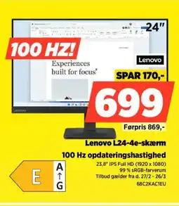 Power Lenovo L24-4e-skærm 68C2KAC1EU tilbud