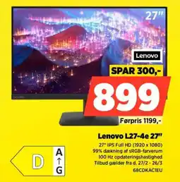 Power Lenovo L27-4e 27" 68CDKACIEU tilbud