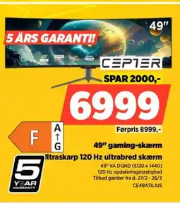 Power CEPTER 49" gaming-skærm CE49ATILIUS tilbud