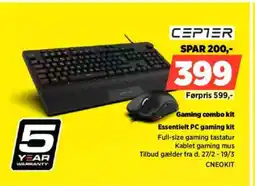 Power CEPTER Gaming combo kit Essentielt PC gaming kit CNEOKIT tilbud