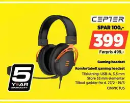 Power CEPTER Gaming headset CINVICTUS tilbud