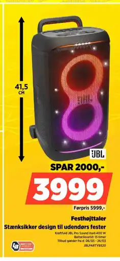 Power JBL Festhøjttaler JBLPARTYB520 tilbud