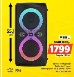 Power FEEL Bærbar festhøjttaler FEELHCANE250 tilbud