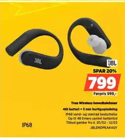 Power JBL True Wireless hovedtelefoner JBLENDPEAK4GY tilbud