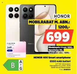 Power HONOR 400 Smart smartphone TELSWORXP tilbud