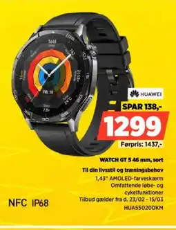 Power HUAWEI WATCH GT 546 mm, sort HUA55020DKM tilbud