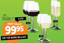 Din Isenkræmmer Hvidvin-, Rødvin- eller Champagneglas (2 stk) tilbud