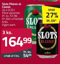 Fleggaard Slots pilsner el. classic tilbud
