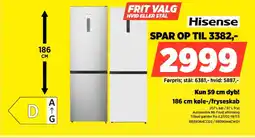 Power Hisense 186 cm køle-/fryseskab RB390N4CCD2/RB390N4CWD1 tilbud