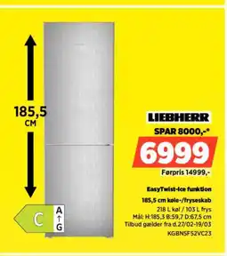 Power LIEBHERR 185,5 cm køle-/fryseskab KGBNSF52VC23 tilbud
