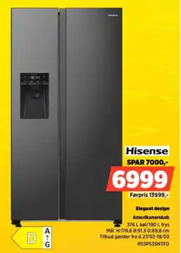 Power Hisense Amerikanerskab RS5P535NTFD tilbud