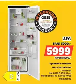 Power AEG 178 cm int. køleskab TK6DS18XDC tilbud
