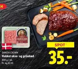 Lidl DANISH CROWN Hakket okse- og grisekød tilbud