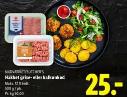 Lidl MADVÆRKET/BUTCHER'S Hakket grise- eller kalkunkød tilbud