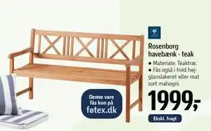 Rosenborg havebænk - teak
