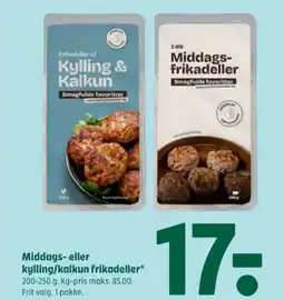 Coop 365 Middags- eller kylling/kalkun frikadeller tilbud