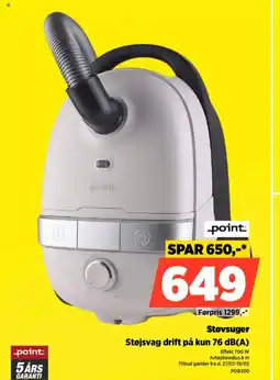 Power point Støvsuger Støjsvag drift på kun 76 dB(A) tilbud