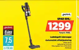 Power Point ledningsfri støvsuger automatisk effektjustering tilbud