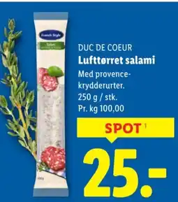 Lidl DUC DE COEUR Lufttørret salami tilbud