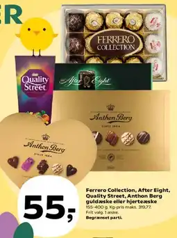 SuperBrugsen Ferrero Collection, After Eight, Quality Street, Anthon Berg guldæske eller hjerteæske tilbud