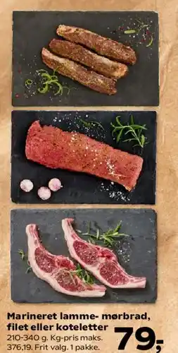 SuperBrugsen Marineret lamme-mørbrad, filet eller koteletter tilbud