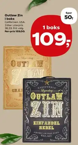 SuperBrugsen Outlaw Zin i boks tilbud