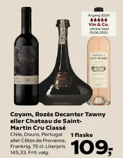 SuperBrugsen Coyam, Rozès Decanter Tawny eller Chateau de Saint-Martin Cru Classé tilbud