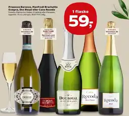 SuperBrugsen Prosecco Barocco, Manfredi Brachetto, Duc Royal eller Cava Recoda tilbud