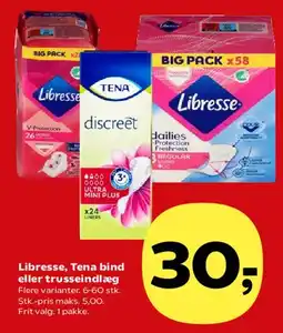 Kvickly Libresse, Tena bind eller trusseindlæg tilbud