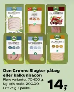Kvickly Den Grønne Slagter pålæg eller kalkunbacon tilbud