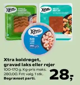 Kvickly Xtra koldrøget gravad laks eller rejer tilbud