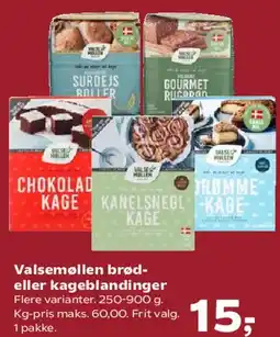 Kvickly Valsemøllen brød- eller kageblandinger tilbud