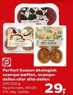 Kvickly Perfect Season økologisk svampe-bøffen / svampe-dellen / dild-dellen tilbud