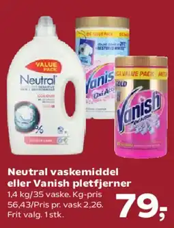 Kvickly Neutral vaskemiddel eller Vanish pletfjerner tilbud