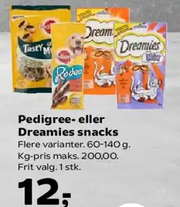 Kvickly Pedigree- eller Dreamies snacks tilbud