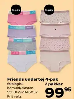 Kvickly Friends undertøj 4-pak tilbud