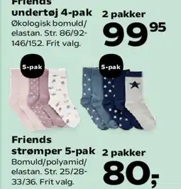 Kvickly Friends strømper 5-pak tilbud