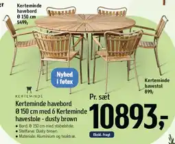 Føtex Kerteminde havesæt (bord Ø150 cm + 6 stole) tilbud