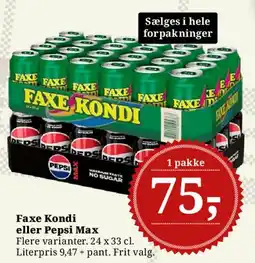 Dagli'Brugsen Faxe Kondi eller Pepsi Max tilbud
