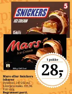 Dagli'Brugsen Mars eller Snickers isbarer tilbud