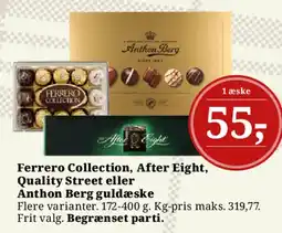 Dagli'Brugsen Ferrero Collection, After Eight, Quality Street eller Anthon Berg guldæske tilbud