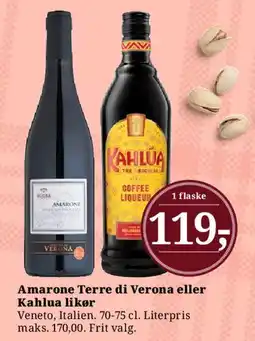Dagli'Brugsen Amarone Terre di Verona eller Kahlua likør tilbud