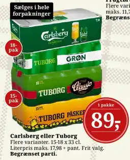 Dagli'Brugsen Carlsberg eller Tuborg tilbud