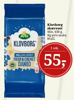 Dagli'Brugsen Klovborg skæreost tilbud