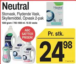 ABC Lavpris Neutral Storvask / Flydende Vask / Skyllemiddel / Opvask 2-pak tilbud