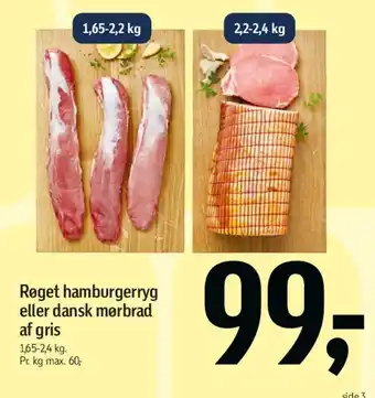 Røget hamburgerryg eller dansk mørbrad af gris