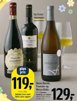 Føtex Bosio Barolo / Fournier / Rocca Alata (flasker) tilbud