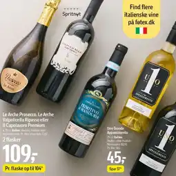 Føtex Le Arche - 2 flasker tilbud (Prosecco / Valpolicella Ripasso / Il Capolavoro Premium) tilbud