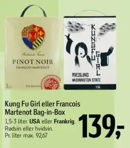 Føtex Kung Fu Girl eller Francois Martenot Bag-in-Box tilbud